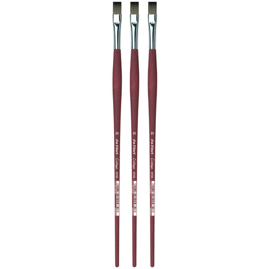 COLLEGE Student Brush, Synthetic, Acrylic & Oil, Flat, Series 8740, Size 10, Pack of 3
