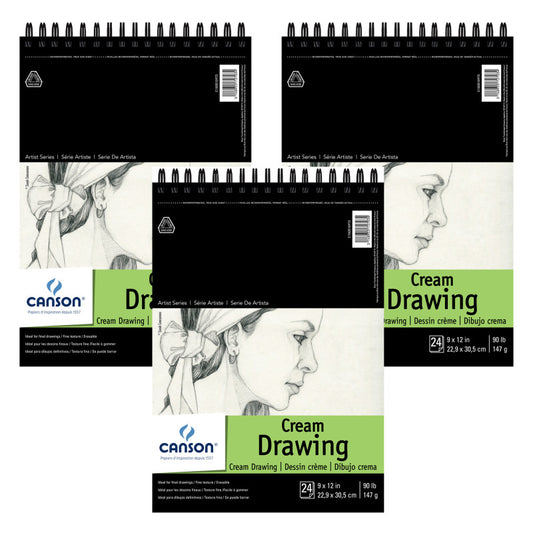 Artist Series Drawing Pad, Top Wire Binding, 24 Sheet, 9x12 inch, Pack of 3