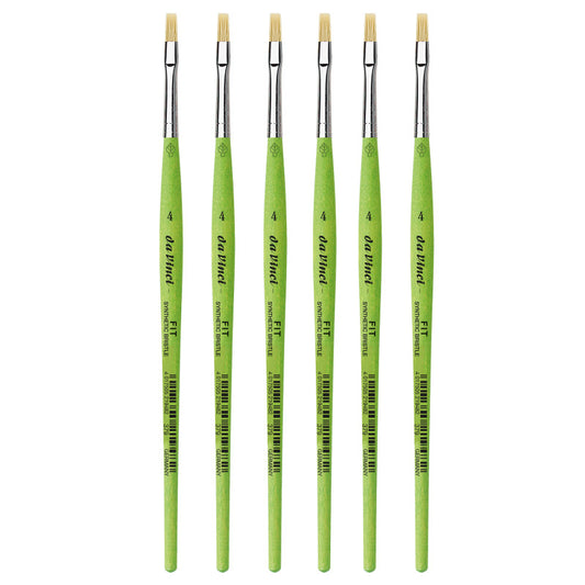 FIT Synthetics Student Brush, Synthetic, Acrylic & Oil, Flat, Series 379, Size 4, Pack of 6