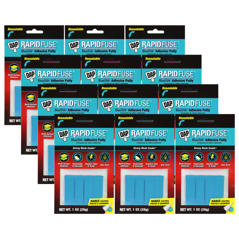 BlueStik™ Reusable Adhesive Putty, 1 oz. Per Pack, 12 Packs