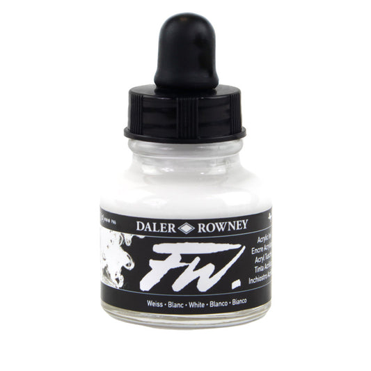 FW Acrylic Ink, White, 29.5ml, 1 Count