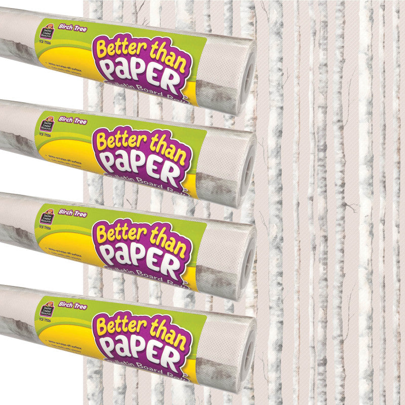 Better Than Paper® Bulletin Board Roll, 4' x 12', Birch Trees, 4-Pack