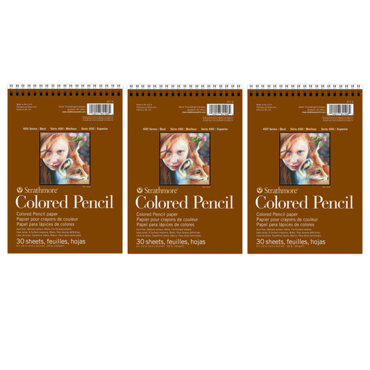 400 Series Color Pencil Pad, Wire Binding, 30 Sheet, 6x8 inch, Pack of 3