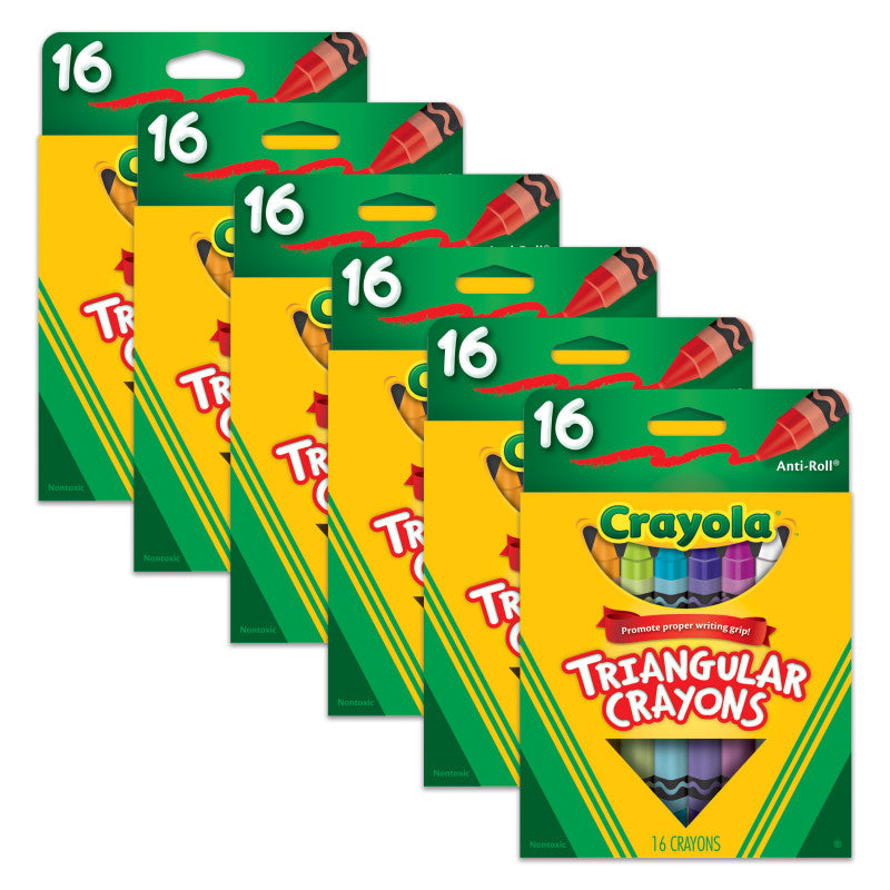 Triangular Crayons, 16 Per Box, 6 Boxes