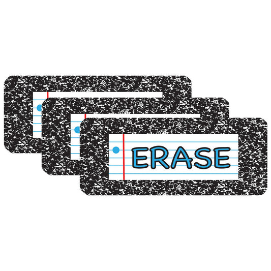 Composition Magnetic Whiteboard Eraser, 2" x 5", Pack of 3