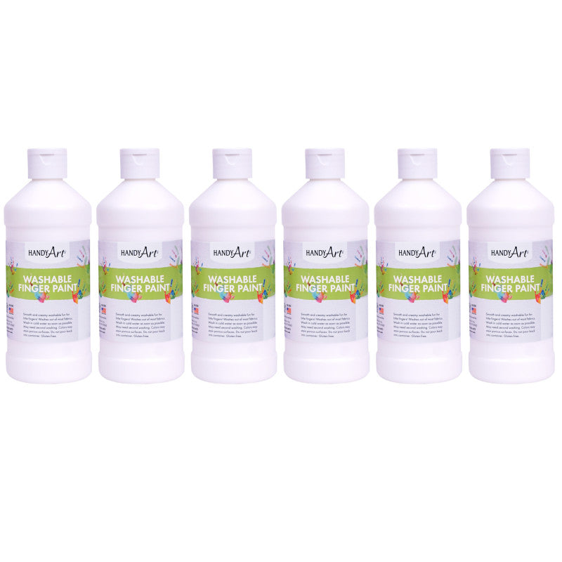 Washable Finger Paint, White, 16 oz, Pack of 6