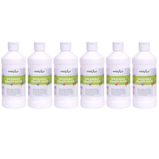 Washable Finger Paint, White, 16 oz, Pack of 6