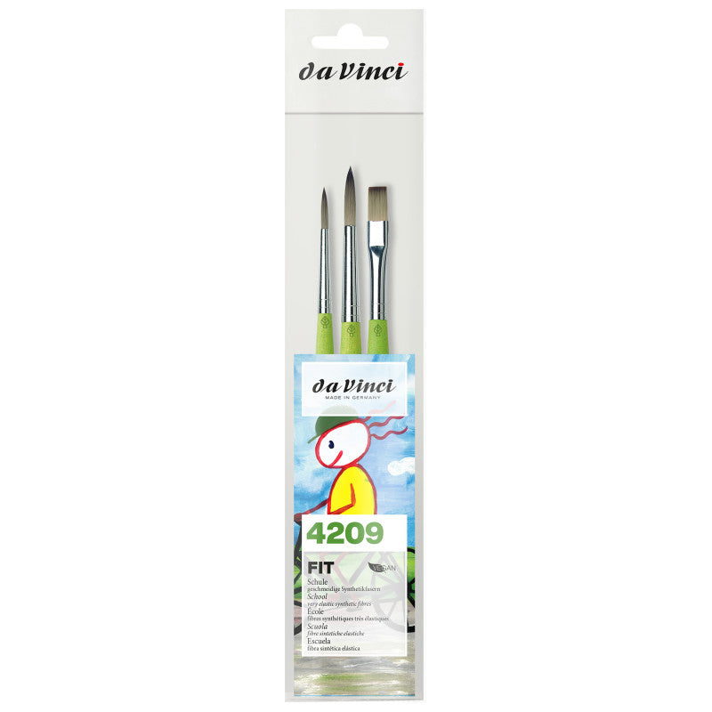 FIT Synthetics Student & Hobby Brushes, Synthetic, Acrylic & Tempera, Assorted, 3 Brush Set