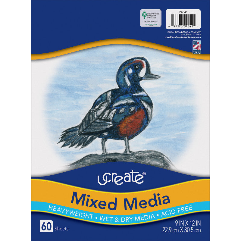 Mixed Media Art Paper, Heavyweight, 9" x 12", 60 Sheets