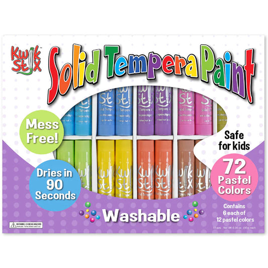 Tempera Paint Sticks Classpack, Pastel, 6 of Each Color, 72 Count