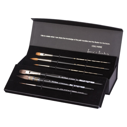Artist Signature Collection by Cesc Farré, Watercolor Brushes, Assorted, 6 Brush Set in Gift Box