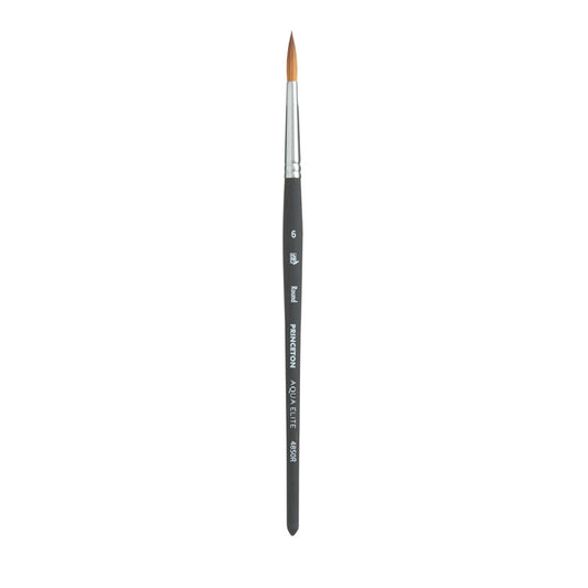 Aqua Elite Round Brush, Synthetic Bristles, Short Handle Watercolor Paintbrush, Matte Black, Size 6, 1 Count