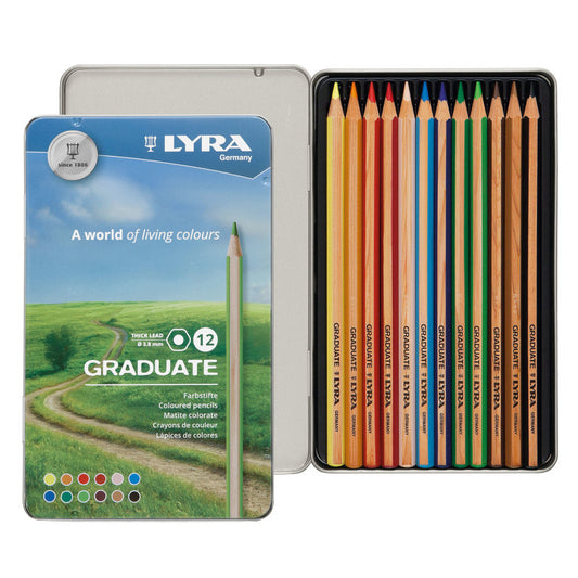 Graduate Colored Pencils Set Tin, Assorted Colors, 12 Pieces