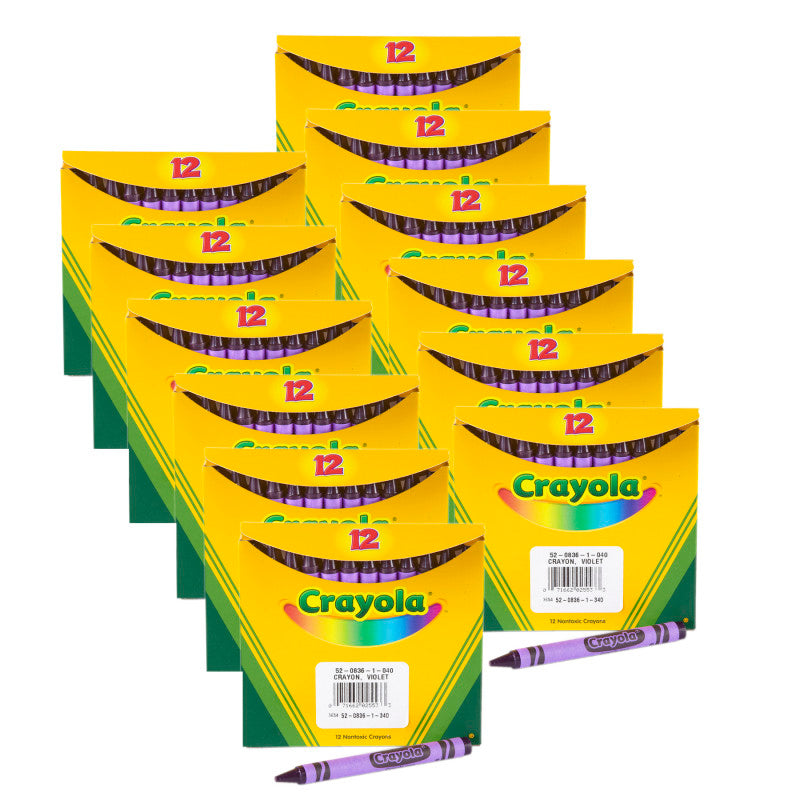 Bulk Crayons, Violet, Regular Size, 12 Per Box, 12 Boxes