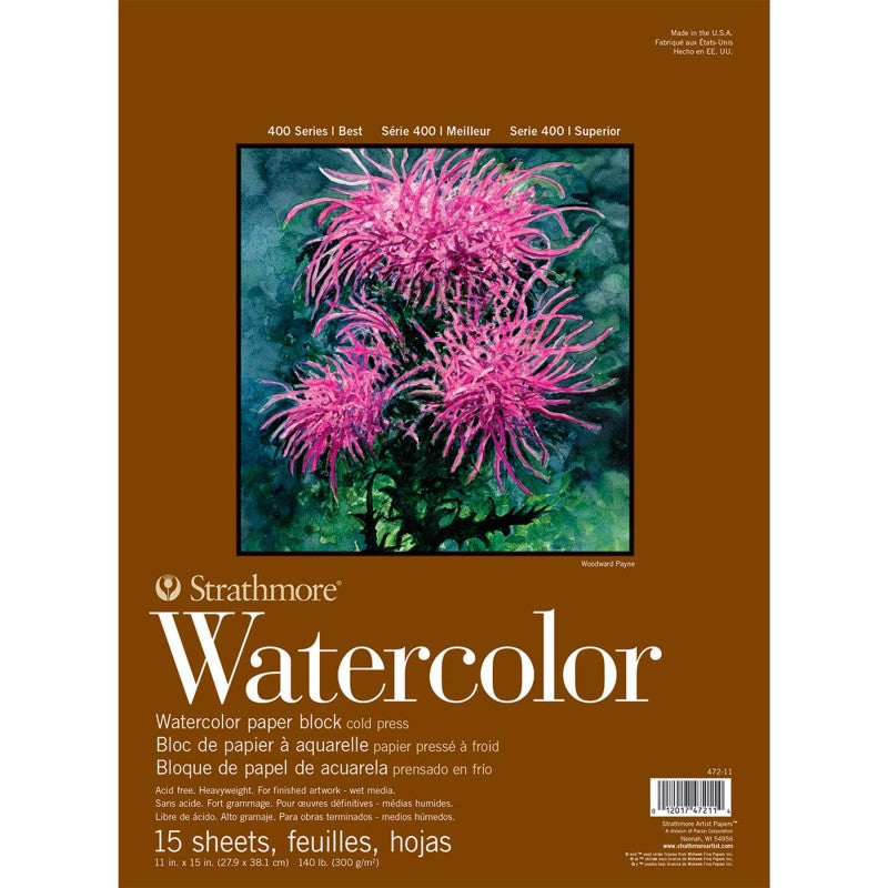 400 Series Watercolor Paper Block, 15 Sheet, 11x15 inch, 1 Count