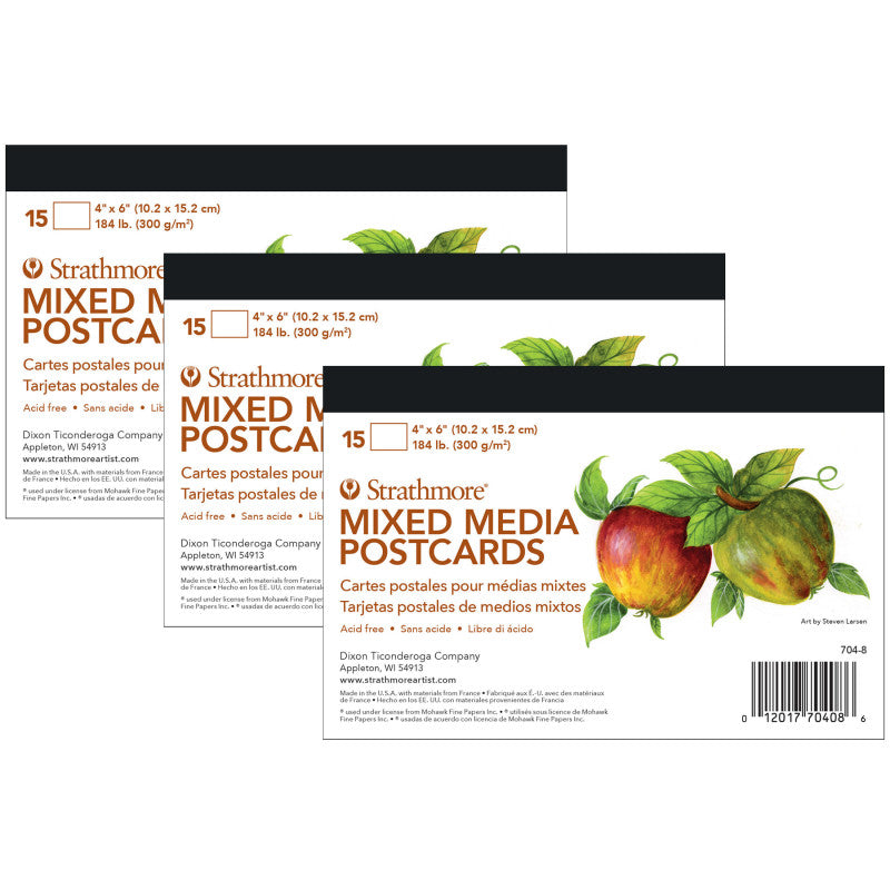 400 Series Mixed Media Postcards, 4x6 inch, 15 Per Pack, 3 Packs