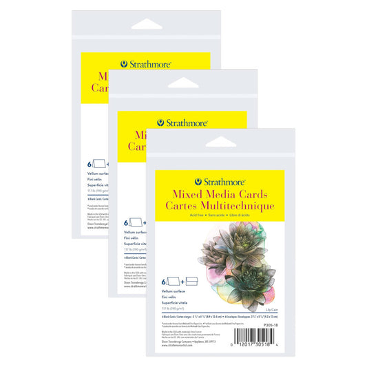 300 Series Mixed Media Cards & Envelopes, Anniversary Size, 3.5x4.875 inch, 6 Per Pack, 3 Packs