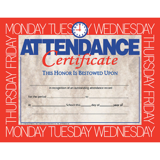 Attendance Certificate, 8.5" x 11", Pack of 30