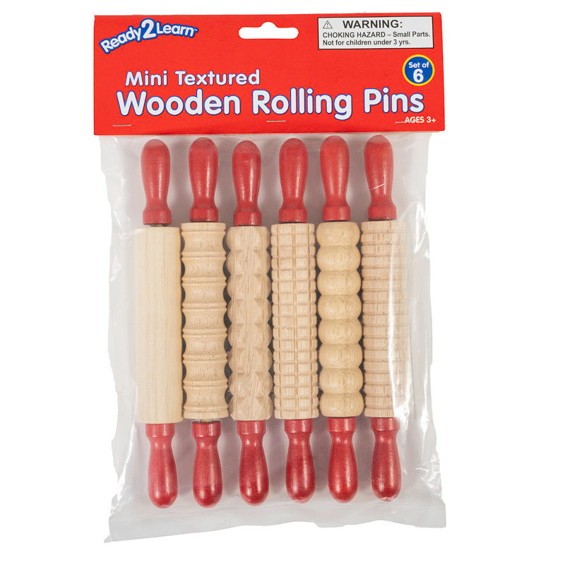 Mini Textured Wooden Rolling Pins - Set of 6