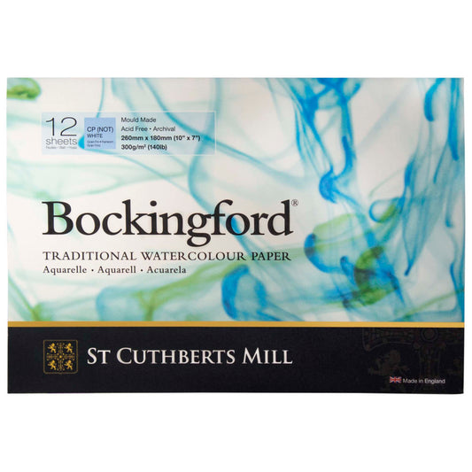 Bockingford Watercolor Pad, Cold Pressed, Glue Binding, 140lb/300gsm, 12 Sheet, 7x10 inch, 1 Count