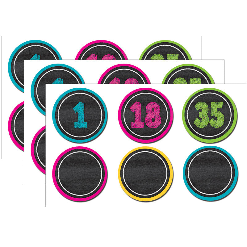 Chalkboard Brights Numbers Magnetic Accents, 42 Pieces Per Pack, 3 Packs