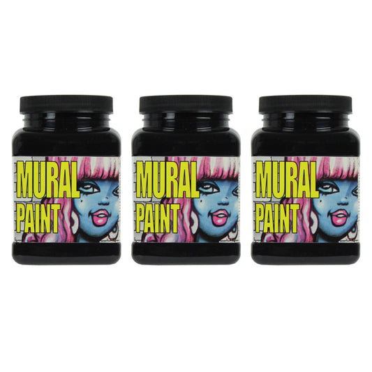 Mural Paint, Pint, Blacktop (Black), Pack of 3