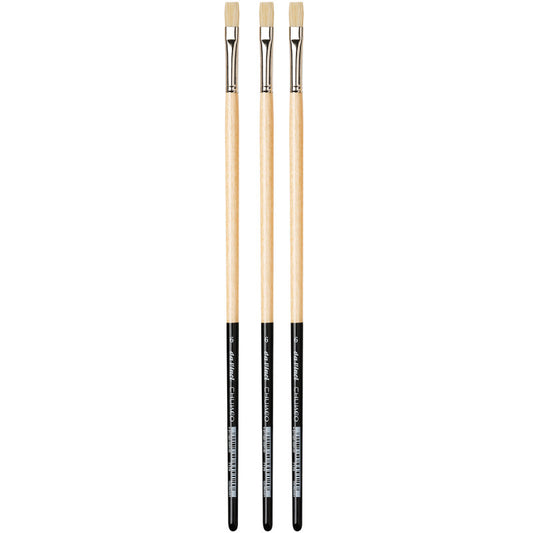 CHUNEO Synthetic Hog Bristle, Oil, Flat, Series 7129, Size 6, Pack of 3