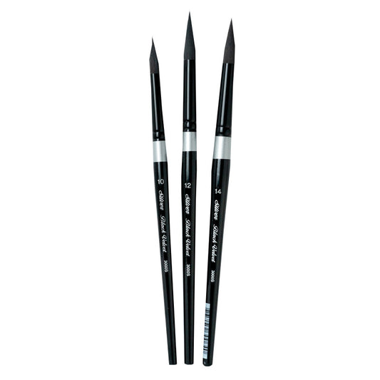 Black Velvet Large Round Brushes, Set of 3