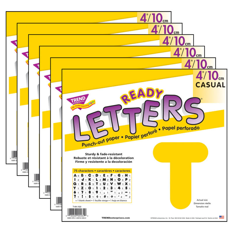 Yellow 4" Casual Uppercase Ready Letters®, 6 Packs