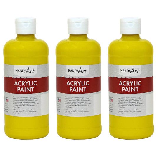 Acrylic Paint 16 oz, Chrome Yellow, Pack of 3