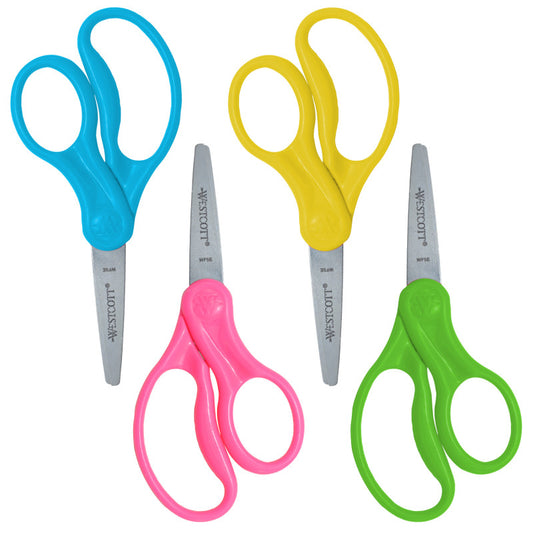 5" Hard Handle Kids Scissors, Pointed, Assorted Colors, Pack of 2 (No Color Choice)