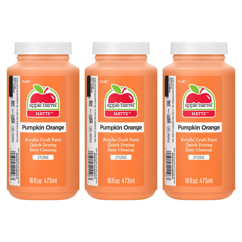 Acrylic Paint Matte, 16oz., Pumpkin Orange, Pack of 3