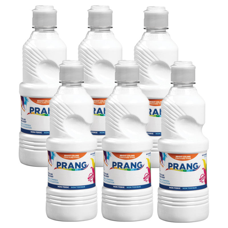 Ready-to-Use Tempera Paint, White, 16 oz, Pack of 6