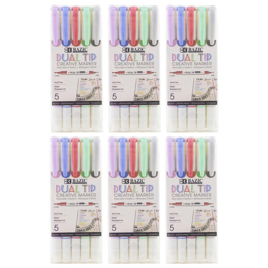 Dual-Tip Creative Markers, 5 Per Pack, 6 Packs