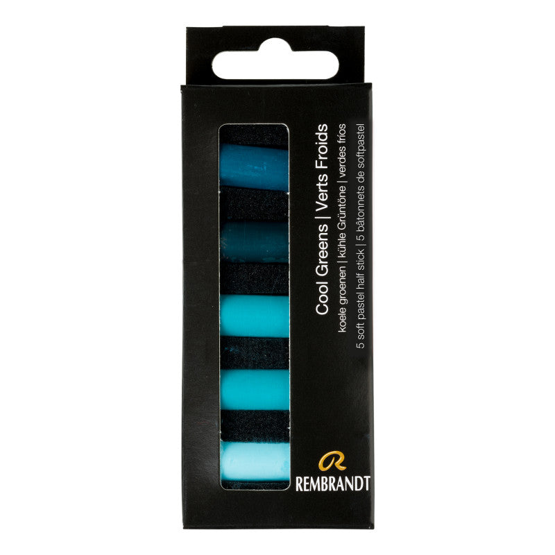 Soft Pastels Micro Sets, 5 Half Sticks, Cool Greens