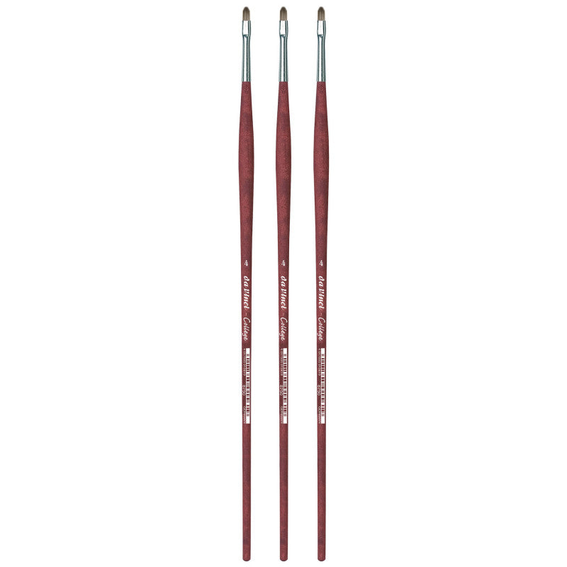COLLEGE Student Brush, Synthetic, Acrylic & Oil, Filbert, Series 8750, Size 4, Pack of 3