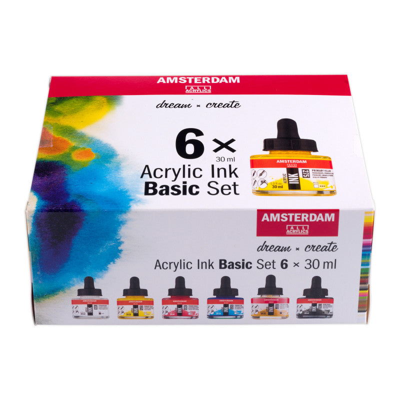 Acrylic Ink Basic Set, 6 x 30 mL
