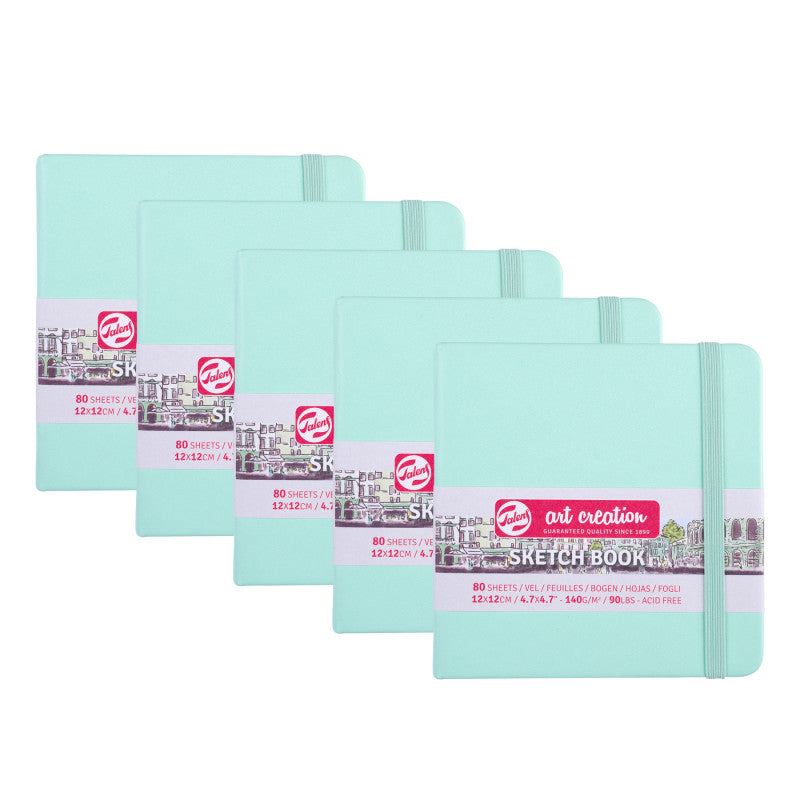 Sketchbook, 80 Sheets, 90lbs, Fresh Mint Cover, 4.7" x 4.7", Pack of 5