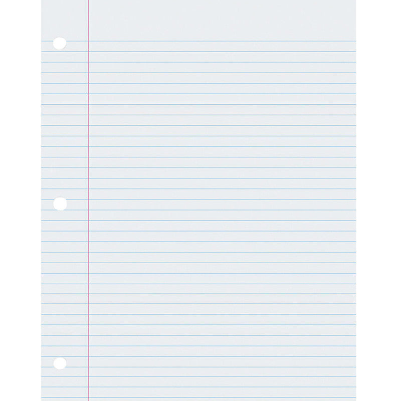 Composition Paper, White, 3-Hole Punched, Red Margin, 9/32" Ruled, 8-1/2" x 11", 500 Sheets