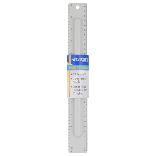 2-Piece 12" Ruler with Pencil Storage