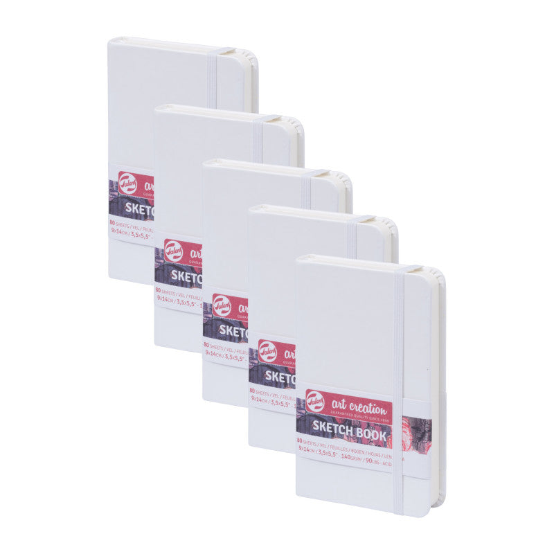 Sketchbook, 80 Sheets, 90lbs, White Cover, 3.5" x 5.5", Pack of 5