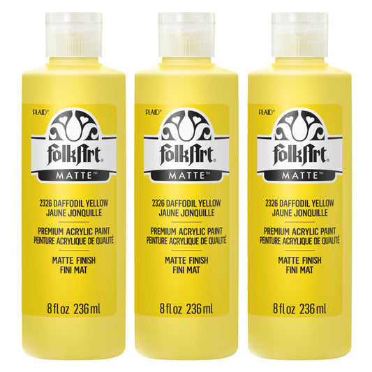 Acrylic Paint Matte, 8oz., Daffodil Yellow, Pack of 3