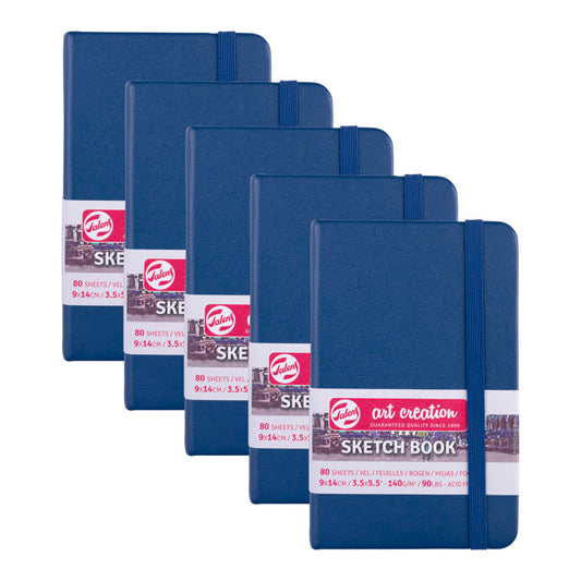 Sketchbook, 80 Sheets, 90lbs, Navy Blue Cover, 3.5" x 5.5", Pack of 5