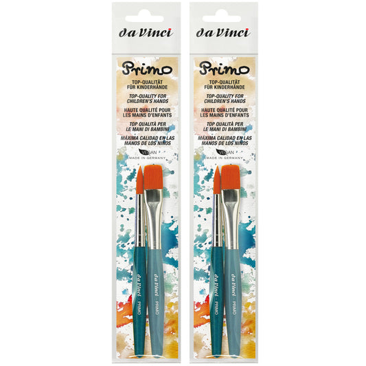 PRIMO Preschool Brushes, Synthetics, Tempera, Blue Handles, Assorted Sizes, 2 Per Set, 2 Sets