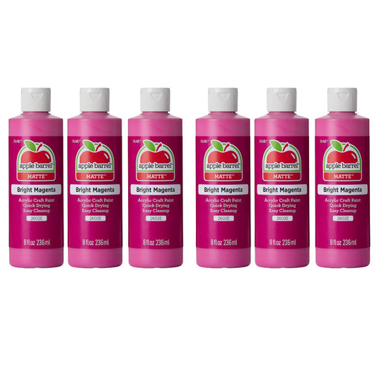 Acrylic Paint Matte, 8oz., Bright Magenta, Pack of 6