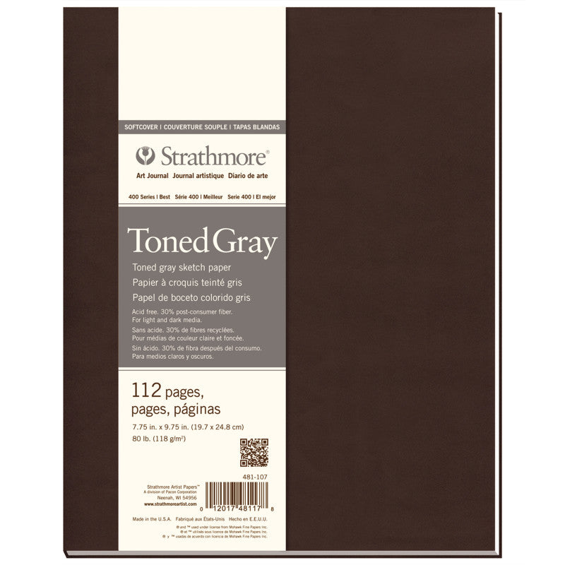 400 Series Art Journal Sketch Paper, Toned Gray, Soft Cover Binding, 56 Sheet, 7.75x9.75 inch, 1 Count