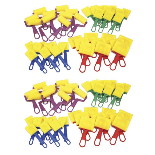 Foam Brush Classroom Pack, Assorted Colors & Sizes, 40 Pieces Per Pack, 2 Packs