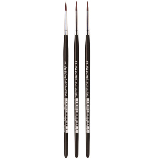 TOP-ACRYL Red-Brown Brush, Synthetic, Acrylic & Oil, Round, Series 7785K, Size 2, Pack of 3