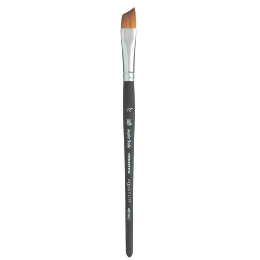 Aqua Elite Angle Shader Brush, Synthetic Bristles, Short Handle Watercolor Paintbrush, Matte Black, Size 1/2 inch, 1 Count