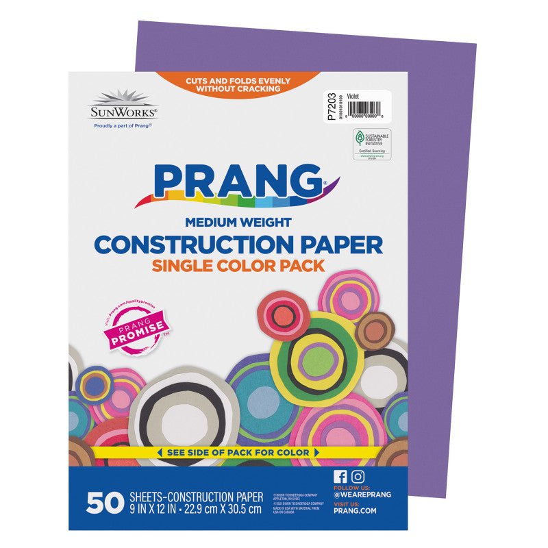 Construction Paper, Medium Weight, Violet, 9" x 12", 50 Sheets